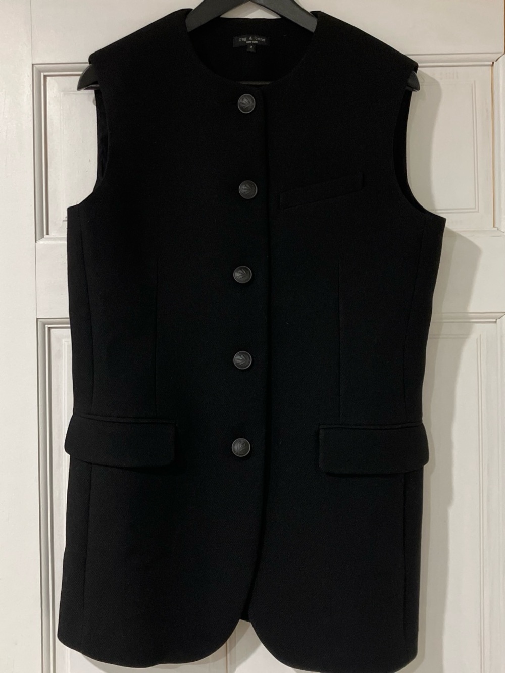 rag & bone Black Sleeveless Tailored Vest